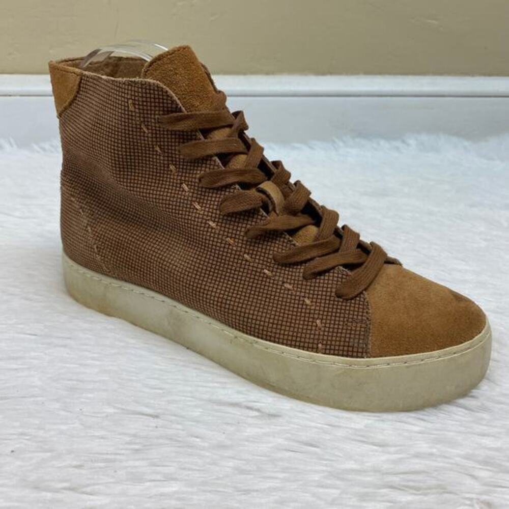 Frye Lena High Top Suede Sneakers Camel Tan/Brown Size 7